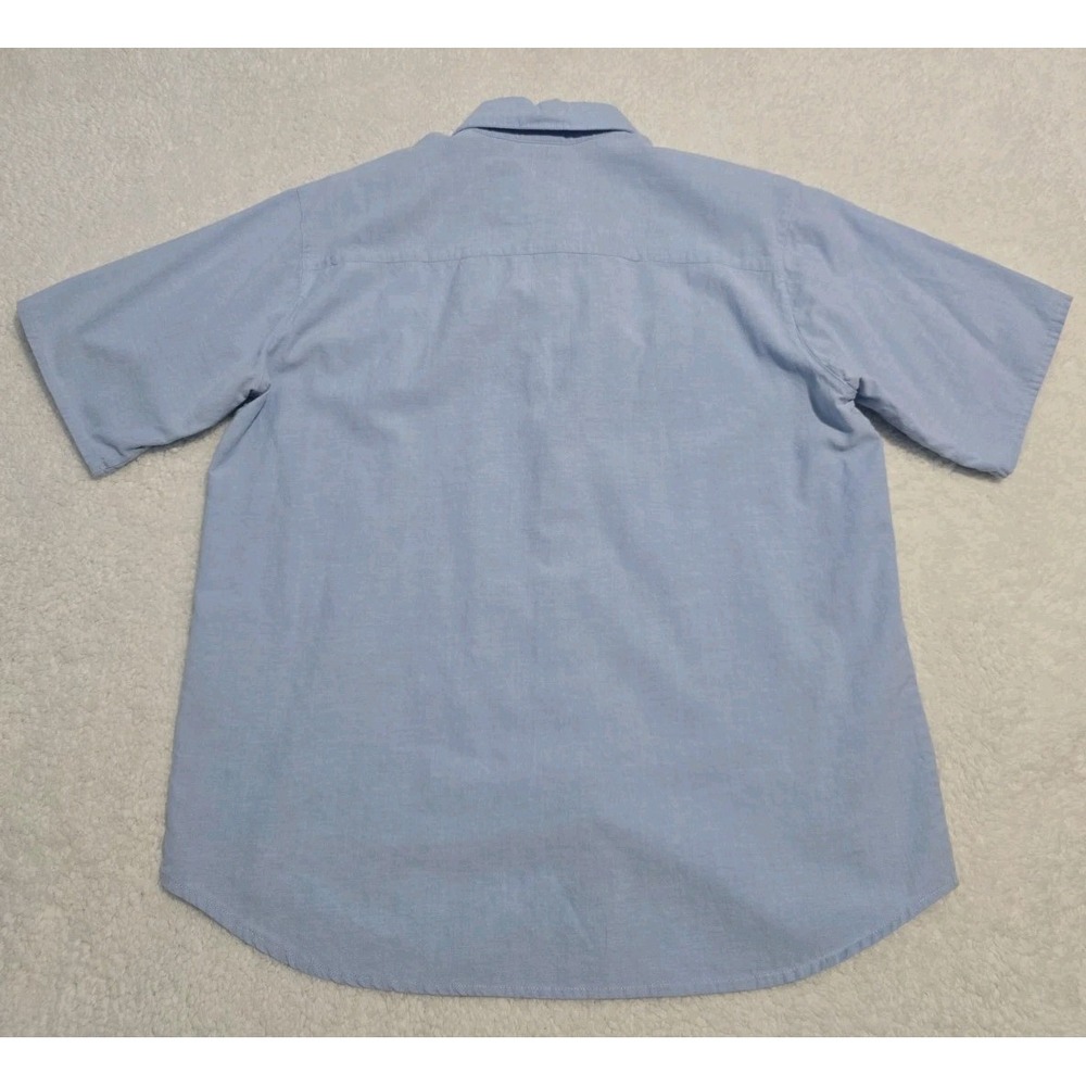 VTG Passports Light Blue Chambray L Button Up Women Shirt Patriotic Embroidered - Picture 6 of 6